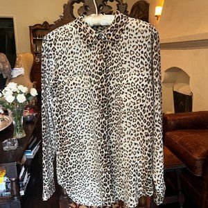 Equipment Slim Signature Leopard-Print Blouse